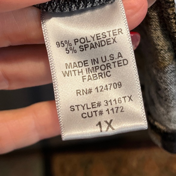 IC Connie K 1X COWL neck KNIT SWEATER olive Gray Black SPOTS Asymmetrical Hem 1X - Picture 4 of 16